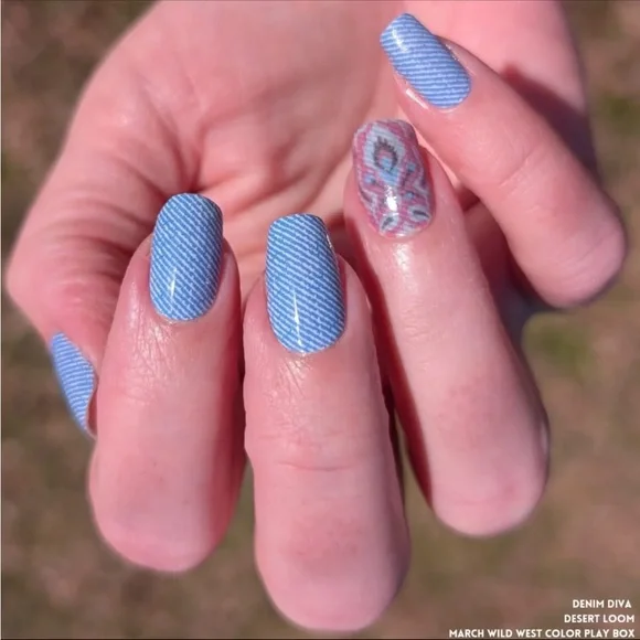 *Exclusive* Color Street: Denim Diva | Light Blue Jeans Twill Western Cowboy - Picture 10 of 13